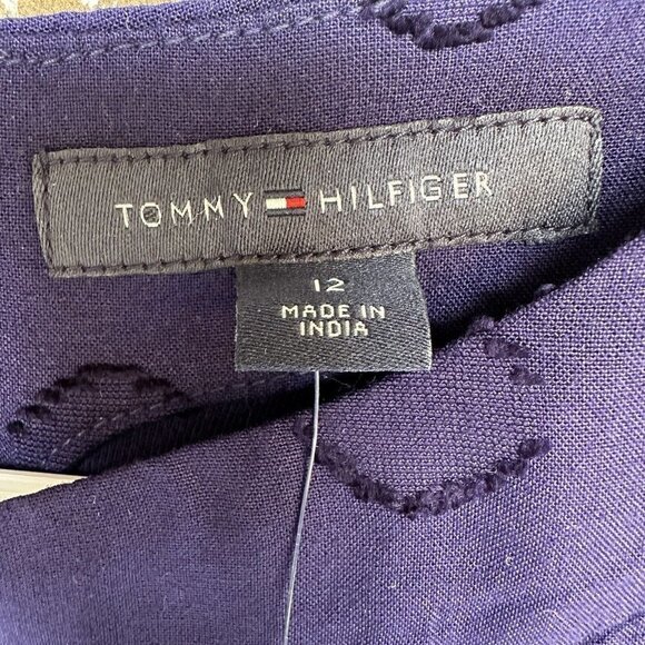 Tommy Hilfiger Dress Blue Sleeveless Geometric Pattern Embroidered Sz 12 NWT - Picture 8 of 12